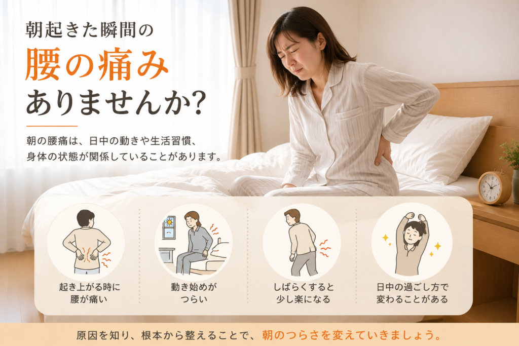 朝の腰痛に悩む方の起床時のイメージ